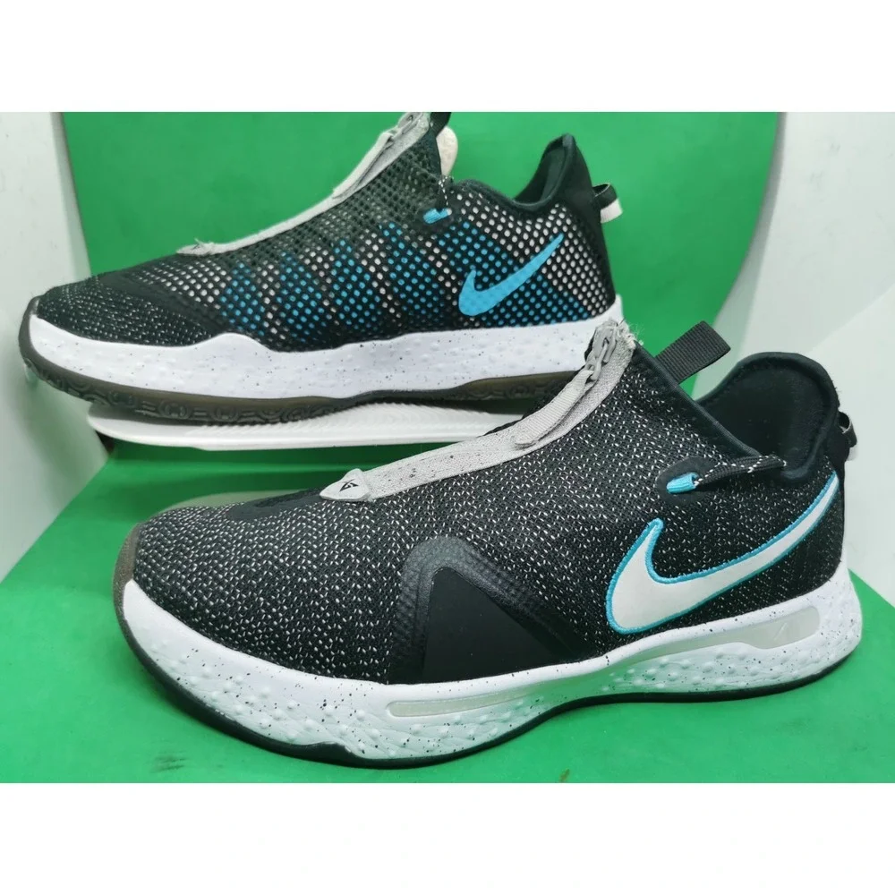 Nike PG 4 Paul George Black Wolf Grey Teal Blue Men Size 11 Basketball Shoes C8